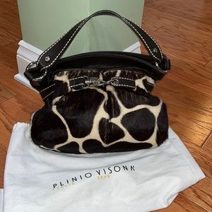 Plinio Visona Leather Shoulder bag, made in Italy, EUC